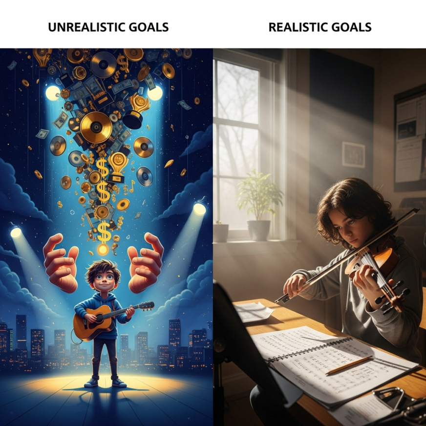 Unrealistic and realistic goals in music education.
